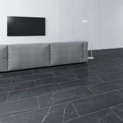 FAUS Black Marble - Industry Tile 8mm Laminate Flooring (217071)