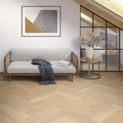 Liberty Floors Buttermilk Oak - Lifestyle SPC Herringbone 5.5mm Rigid Core Vinyl Flooring (305104)