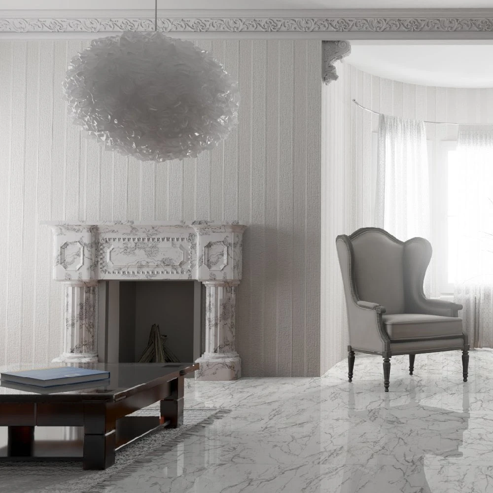 Liberty Floors Carrara Marble - Lustre Stone 8mm High Gloss Laminate Flooring (223773) 1 Liberty Floors Carrara Marble - Lustre Stone 8mm High Gloss Laminate Flooring (223773)