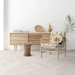 Best Board Store 25 Liberty Floors Ivory White Oak - Chevron 15mm Engineered Real Wood Flooring (249203)