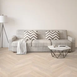 Liberty Floors Pearl White Oak - Manor Herringbone Parquet 14mm Engineered Real Wood Flooring (249872)