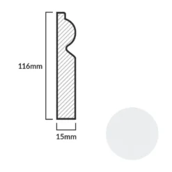 Leader White Torus Laminate Skirting Board (2.4m) -Best Board Store white torus laminate skirting board 2 4m p84888 191792 image